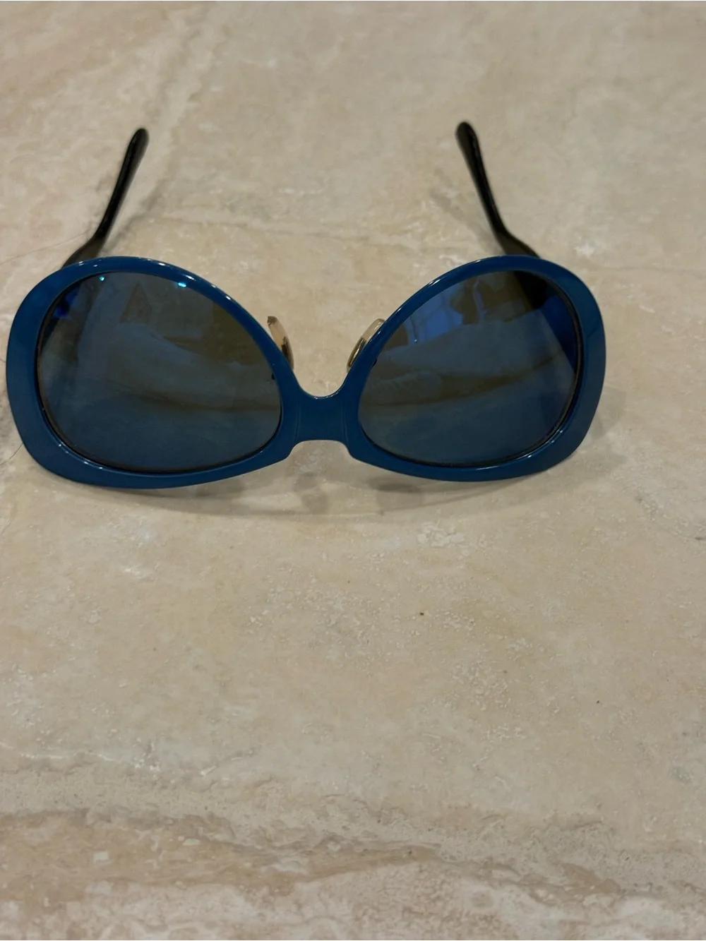 Rare Vintage Versace X99/P 65M Blue Cat Eye Oval Sunglasses Made in Italy